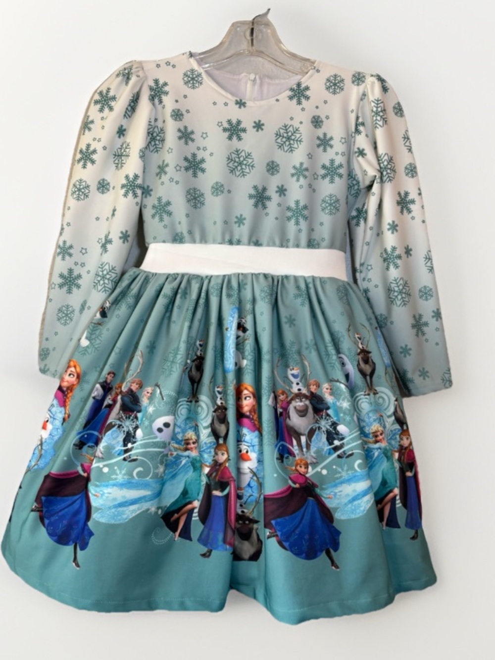 Frozen Elsa Twirl Tulle Dress Costume Girls Size 8 Anna Olaf Sven Puff Sleeves